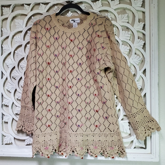 Max Bradley Sweaters - Women's Beige Crochet Sweater